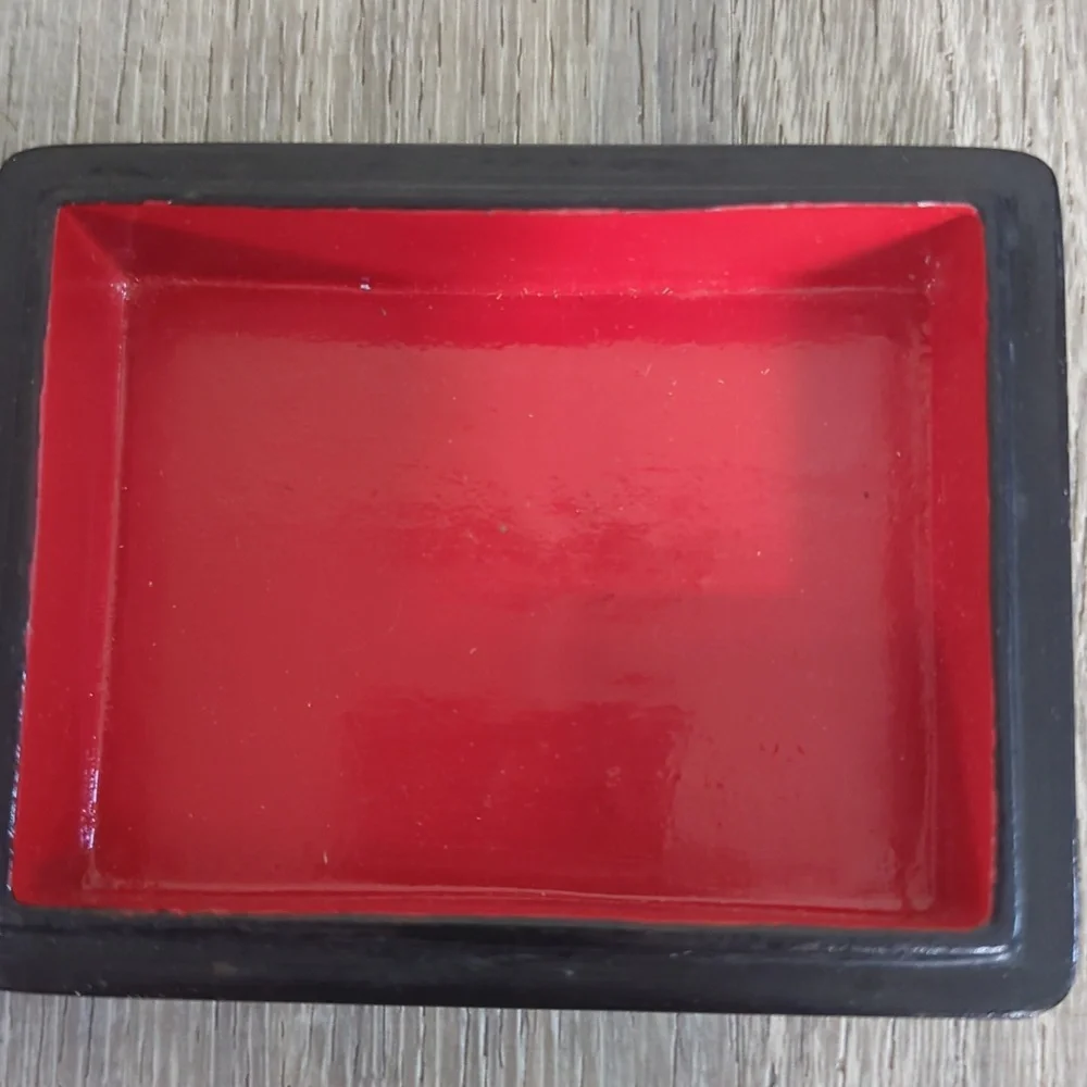 Vintage Russian Lacquer Trinket Box Folk Art